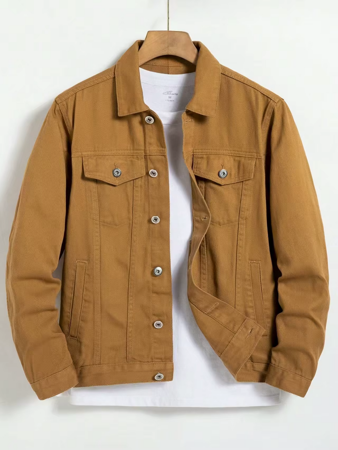 Men's Tan Denim Trucker Jacket Button-Front - Heston Manor