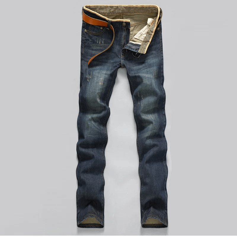 Men’s Distressed Straight Leg Denim Jeans - Heston Manor