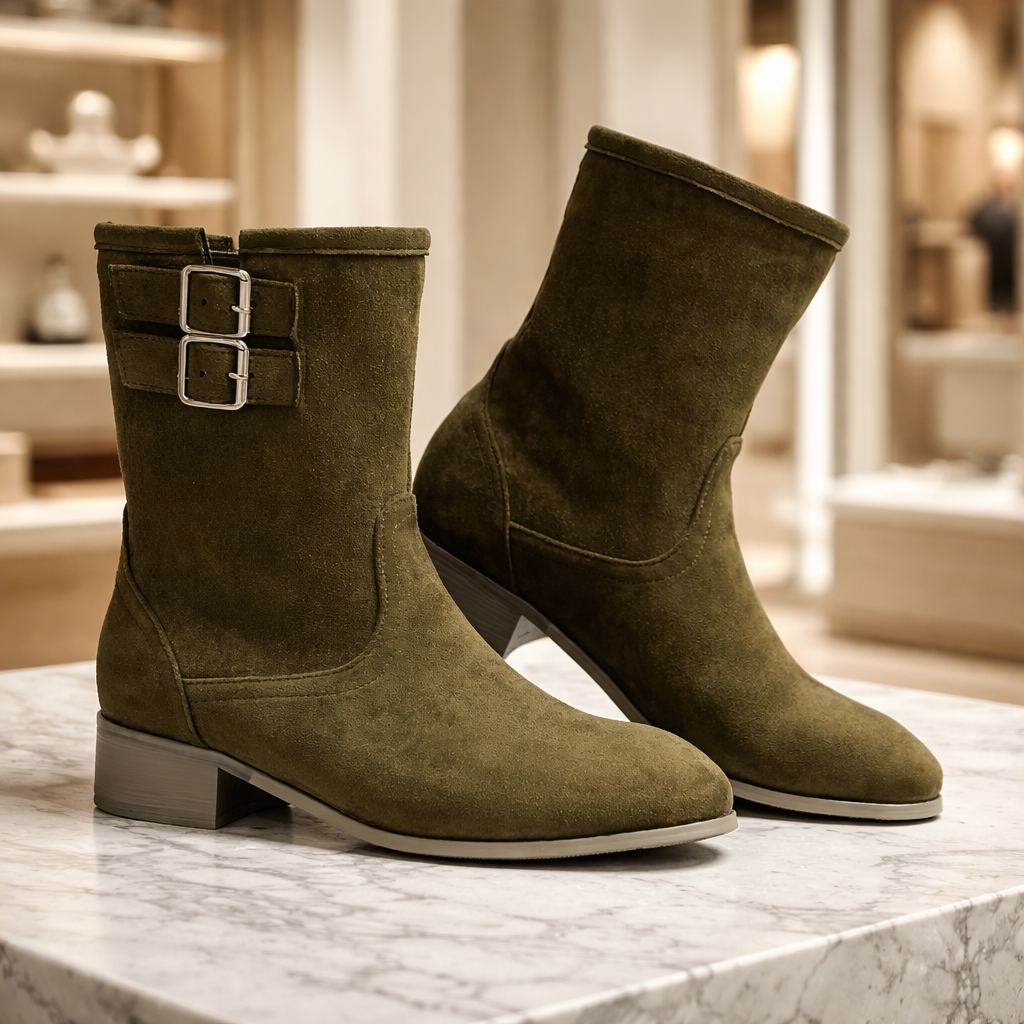 The Double-Buckle Suede Boot - Heston Manor