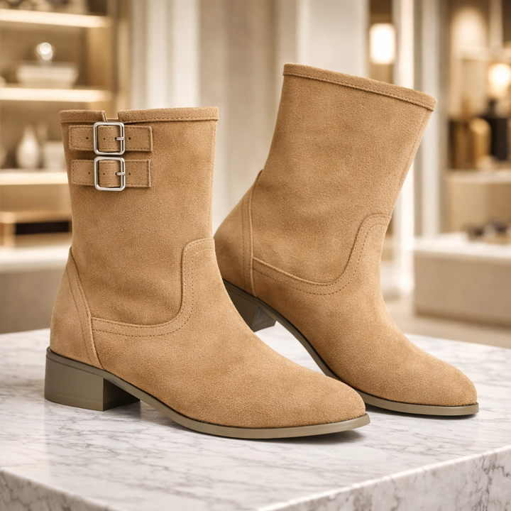 The Double-Buckle Suede Boot - Heston Manor