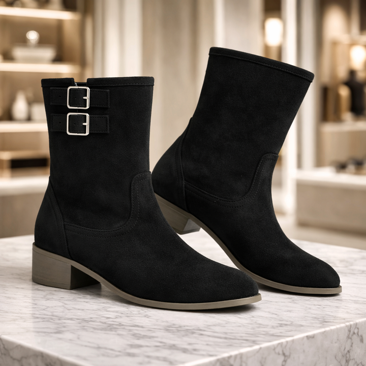 The Double-Buckle Suede Boot - Heston Manor