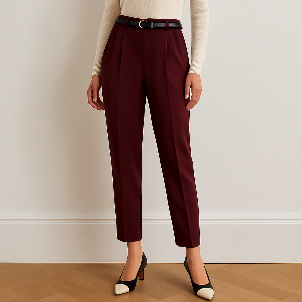 Women's Pleated Tailored Pants with Belt - Heston Manor