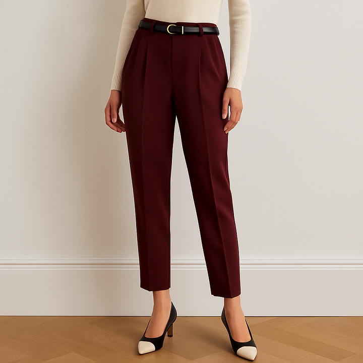 Women's Pleated Tailored Pants with Belt - Heston Manor