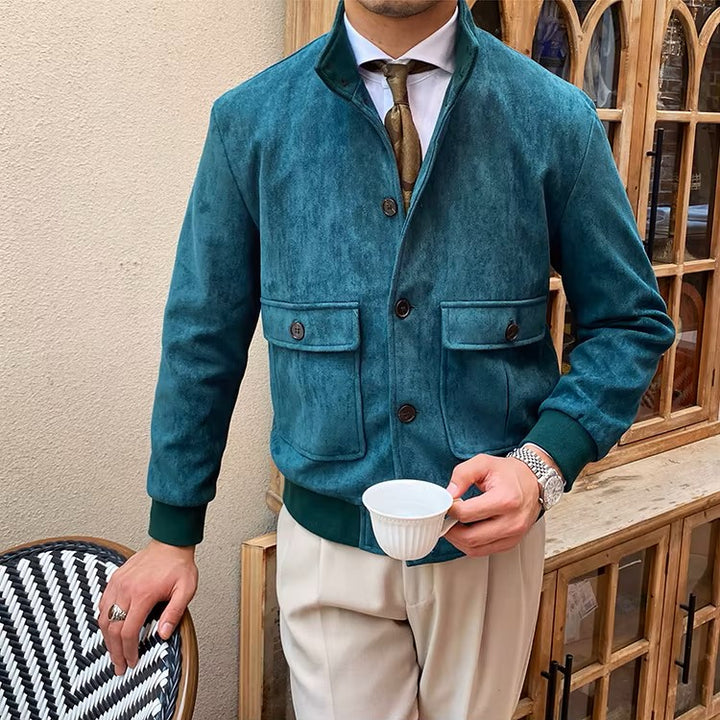 Men's Suede Button-Front Flight Jacket - Heston Manor