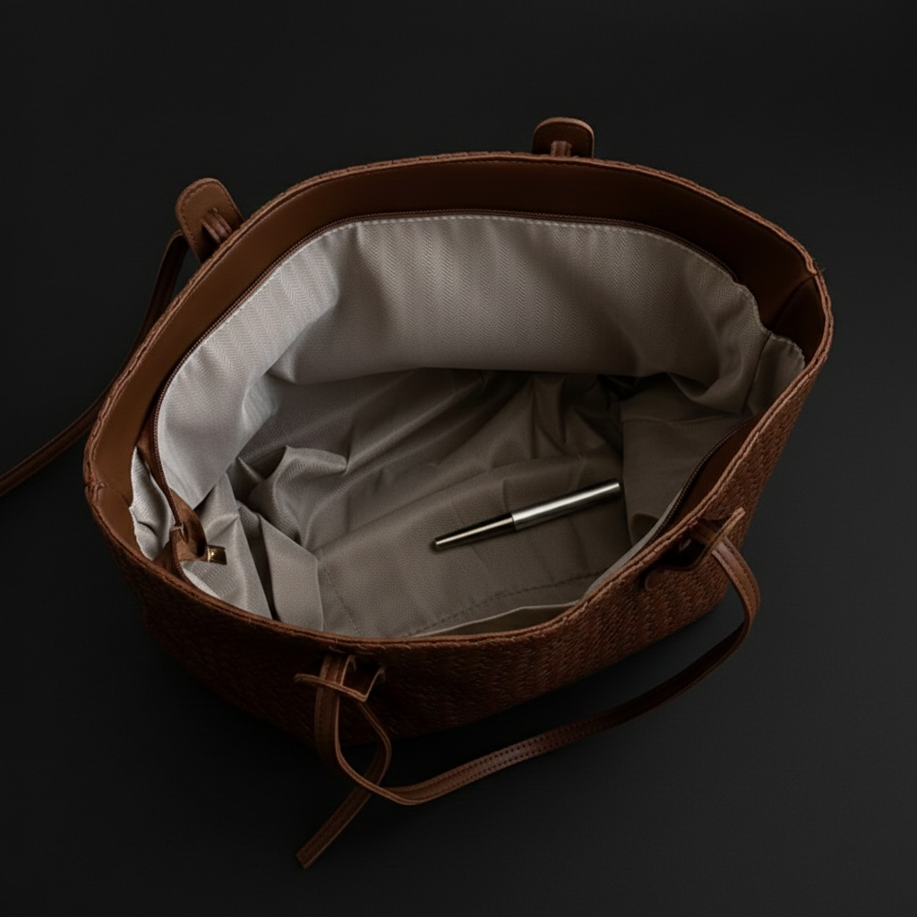 Women's Woven Tote Bag with Adjustable Straps - Heston Manor