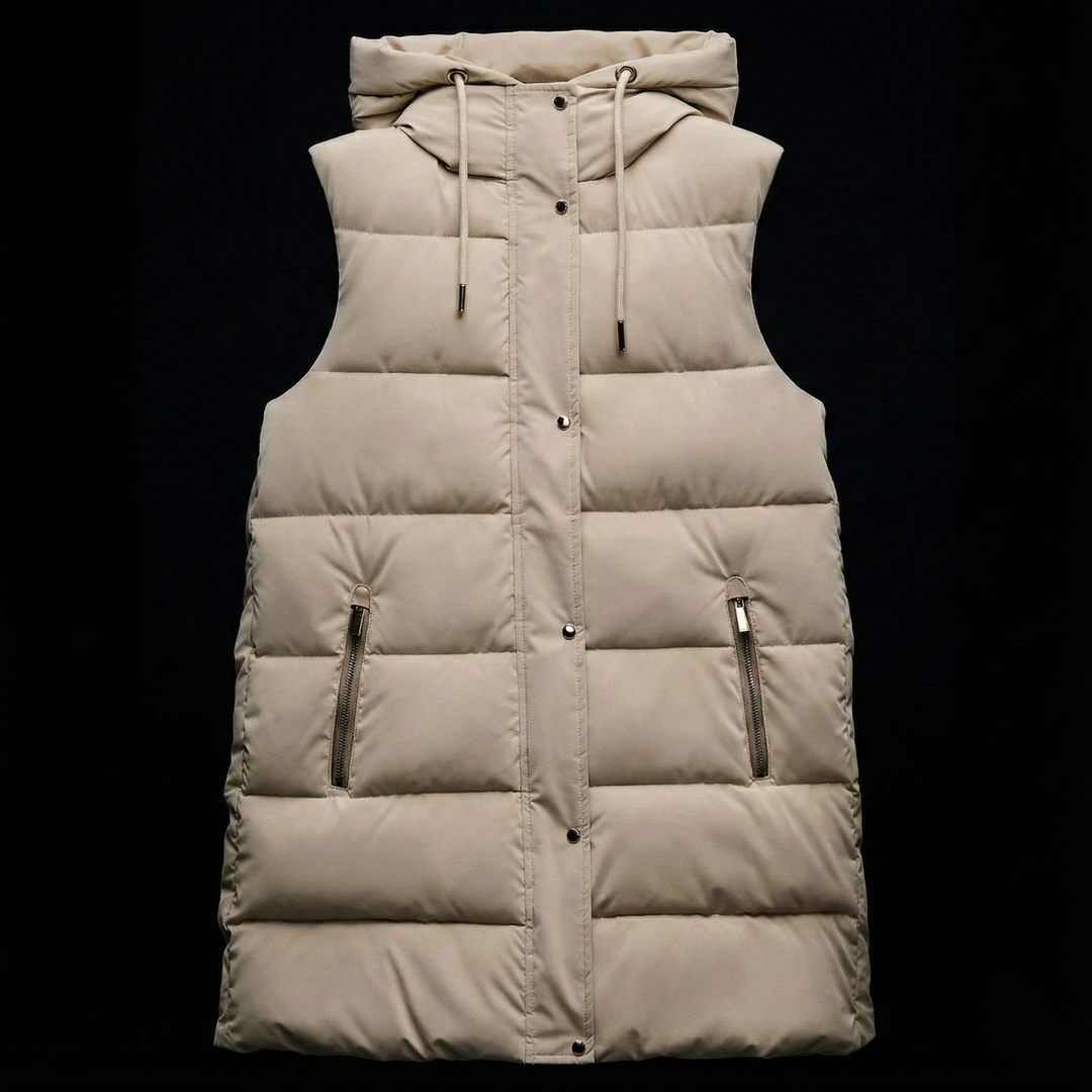 Women’s Long Quilted Hooded Vest - Heston Manor