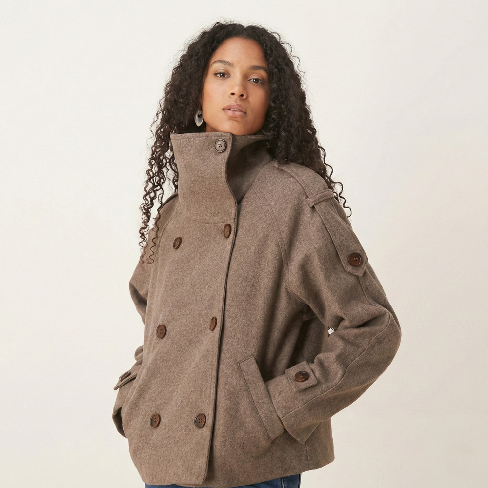 Women’s High-Neck Tailored Military Jacket - Heston Manor