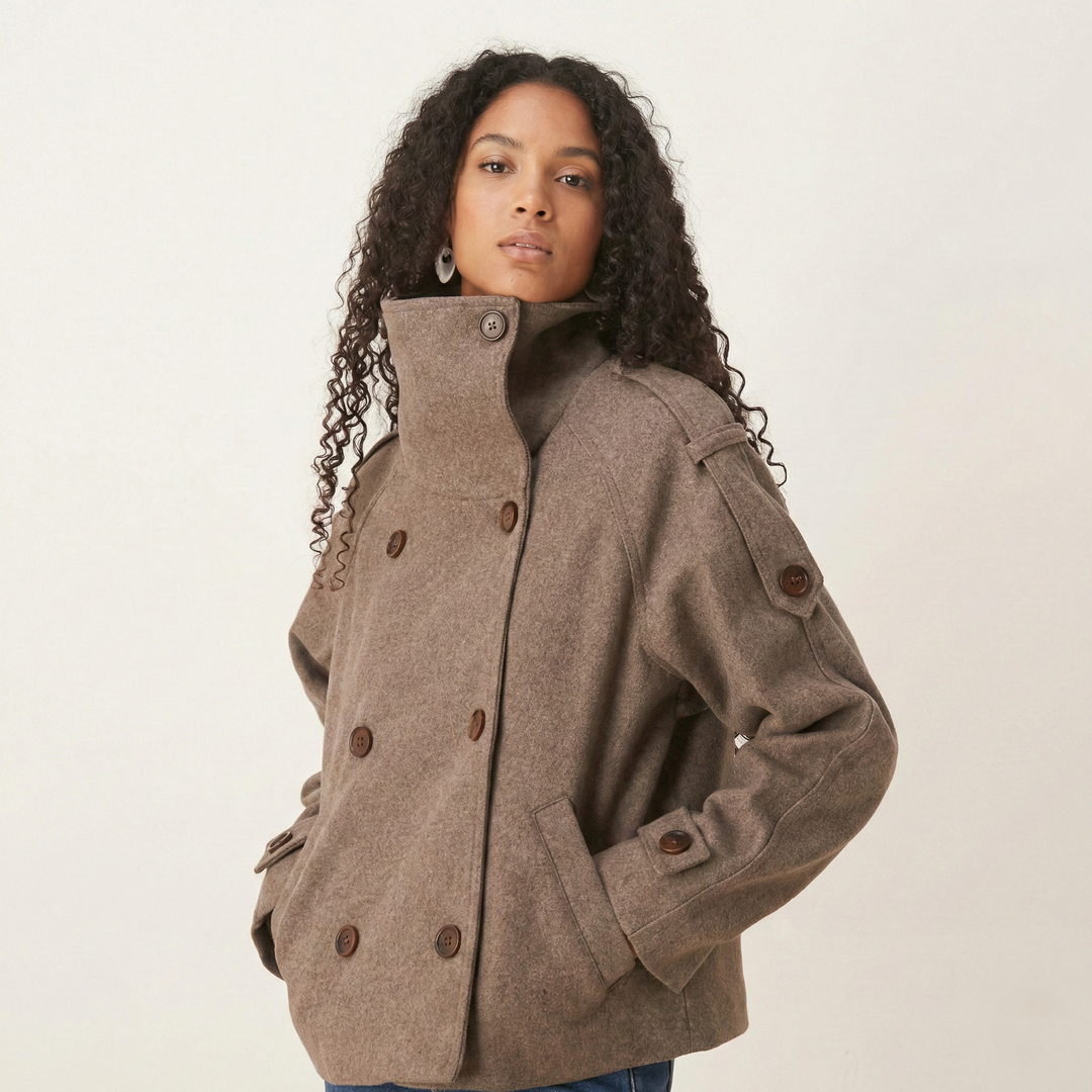Women’s High-Neck Tailored Military Jacket - Heston Manor