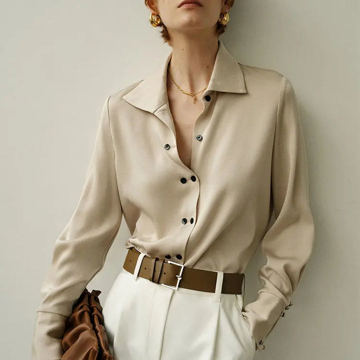 Women’s Button-Down Collared Work Blouse - Heston Manor
