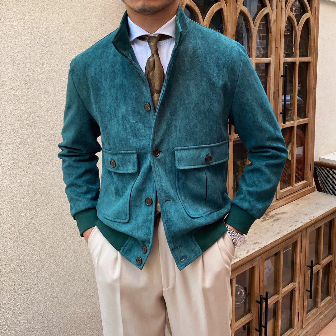 Men's Suede Button-Front Flight Jacket - Heston Manor