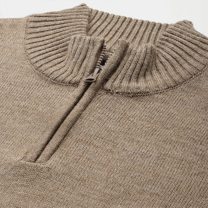 High Quality Men's High Neck with Zipper Long Sleeve Classic Basic Style Sweater Striped Pattern Knitted Jumper Autumn - Heston Manor