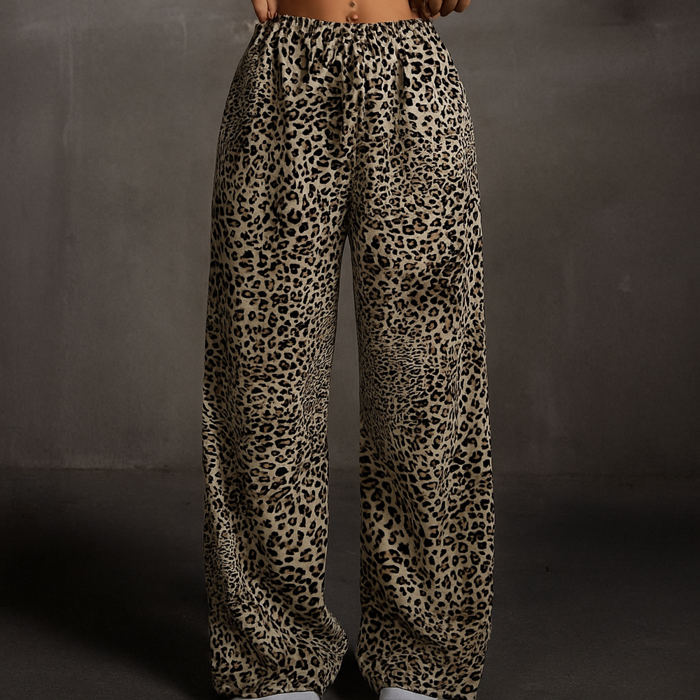 Leopard Print Wide-Leg Sweatpants - Heston Manor