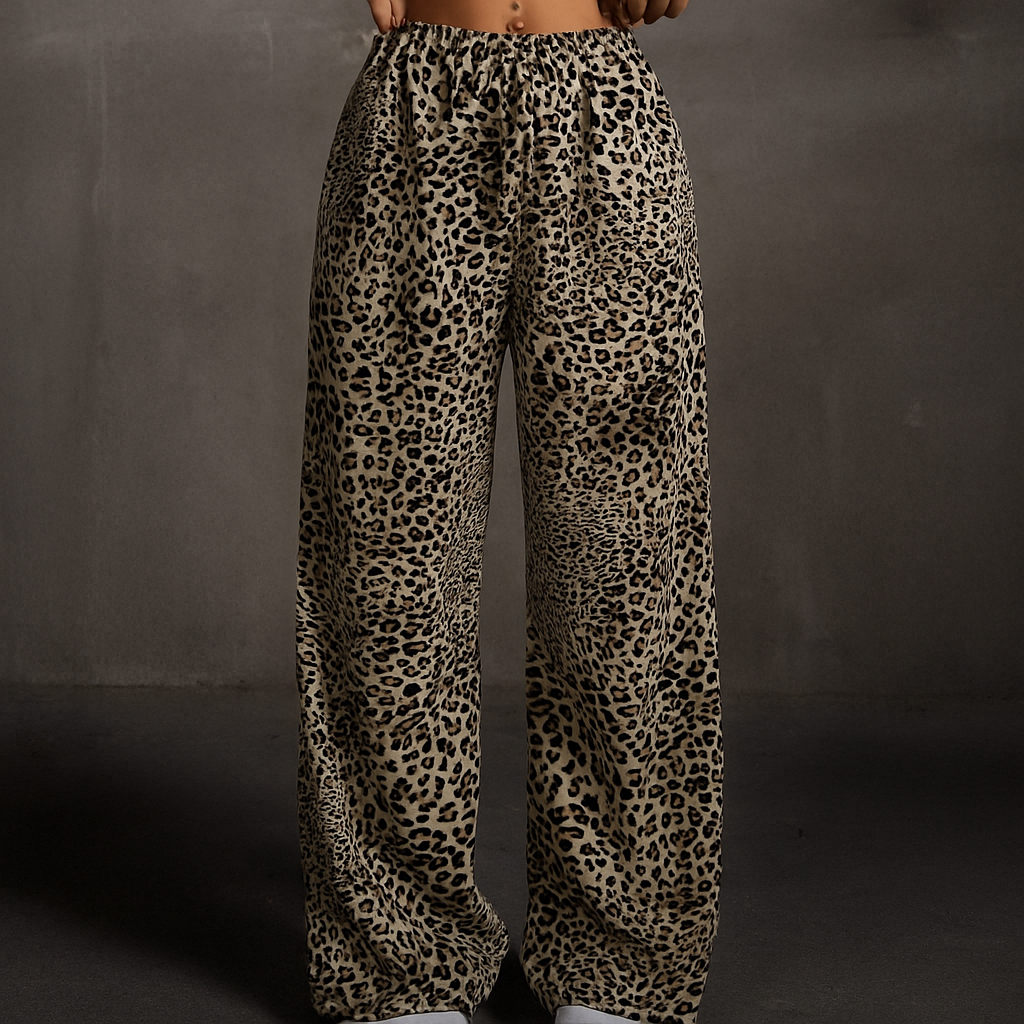 Leopard Print Wide-Leg Sweatpants - Heston Manor