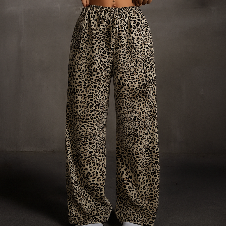 Leopard Print Wide-Leg Sweatpants - Heston Manor