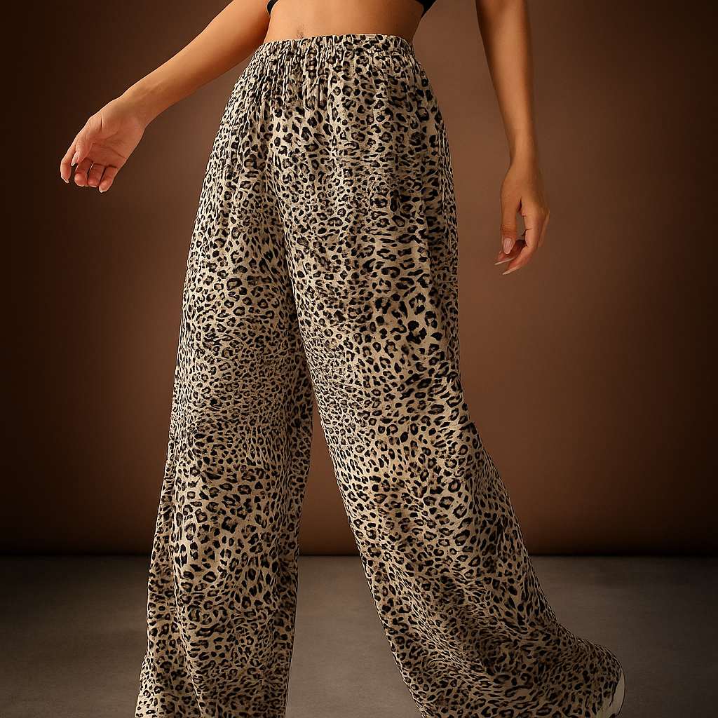 Leopard Print Wide-Leg Sweatpants - Heston Manor