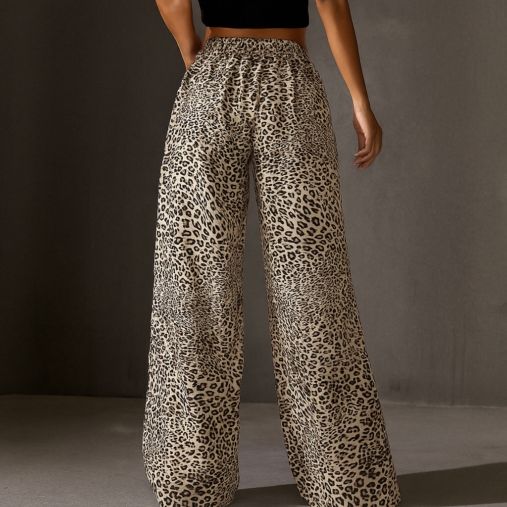 Leopard Print Wide-Leg Sweatpants - Heston Manor
