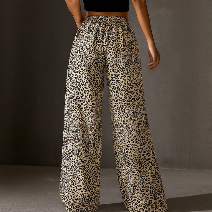 Leopard Print Wide-Leg Sweatpants - Heston Manor