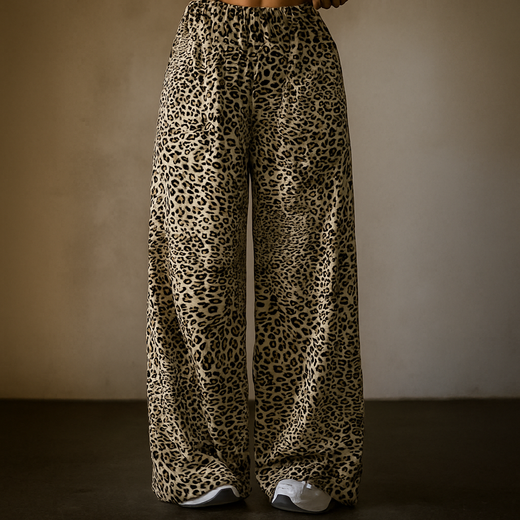 Leopard Print Wide-Leg Sweatpants - Heston Manor