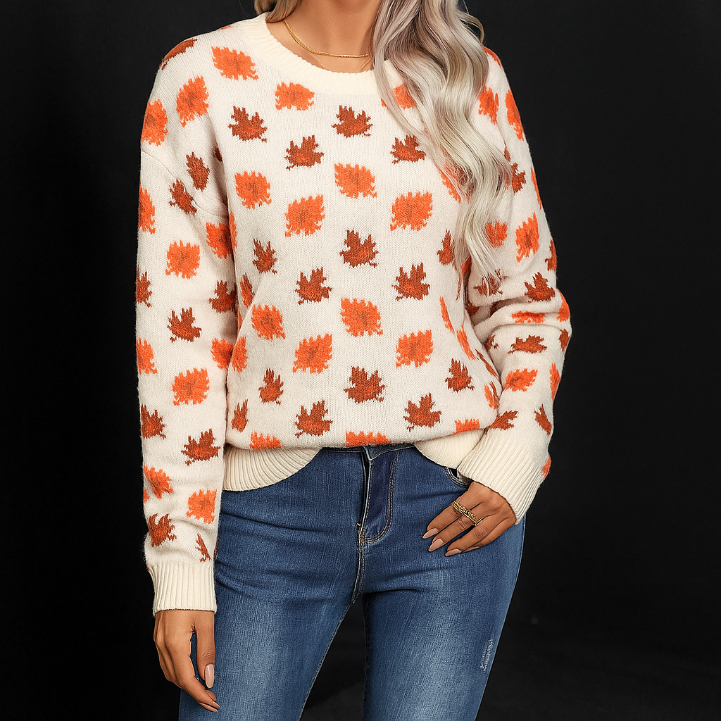 Women's Autumn Maple Leaf Pullover Sweater - Heston Manor