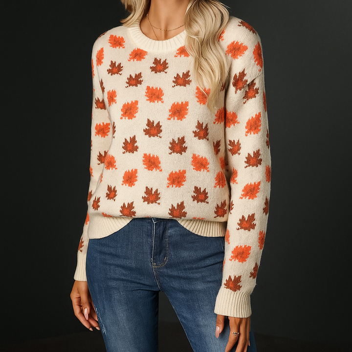Women's Autumn Maple Leaf Pullover Sweater - Heston Manor