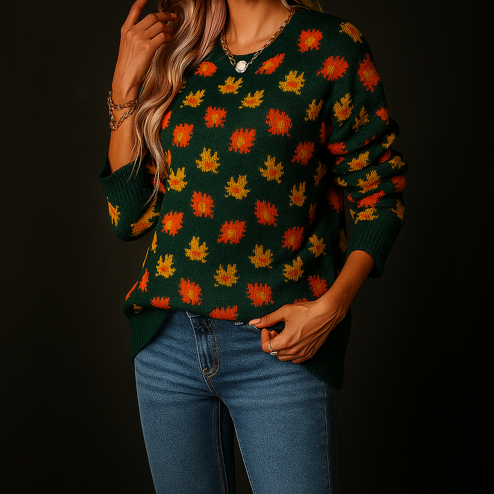 Women's Autumn Maple Leaf Pullover Sweater - Heston Manor