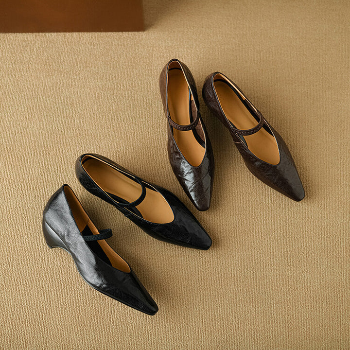 Faela Genuine Leather Mary Jane Pumps