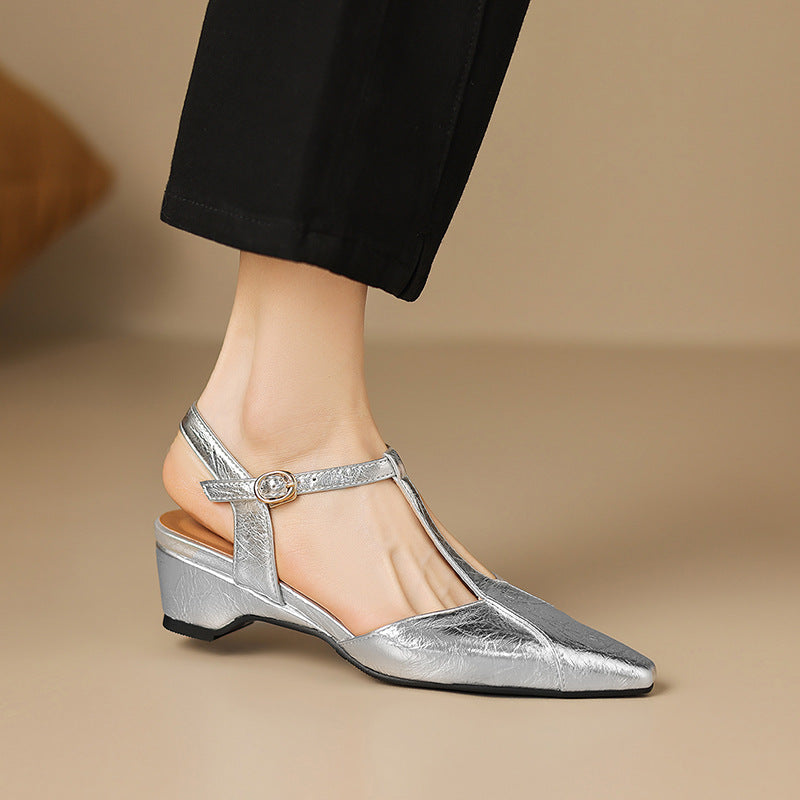 Lisse T-Strap Leather Heels