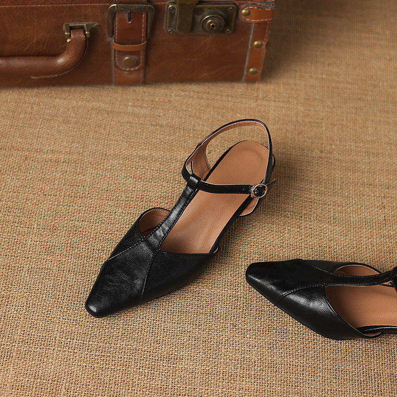 Lisse T-Strap Leather Heels