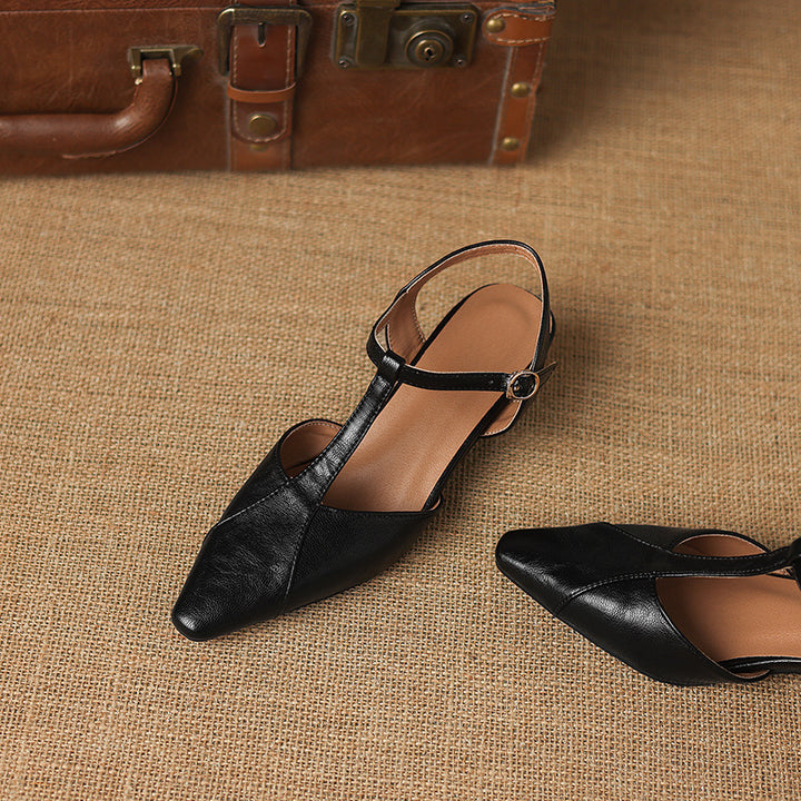 Lisse T-Strap Leather Heels