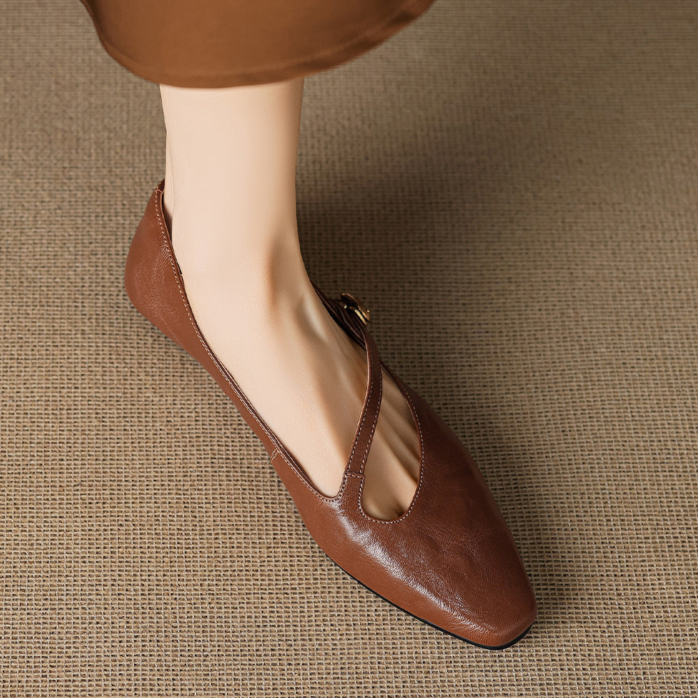 Izla Genuine Leather Mary Jane Flats