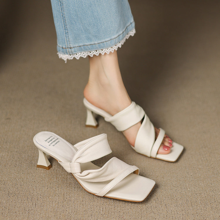 Evora Genuine Leather Crossover Strap Sandals