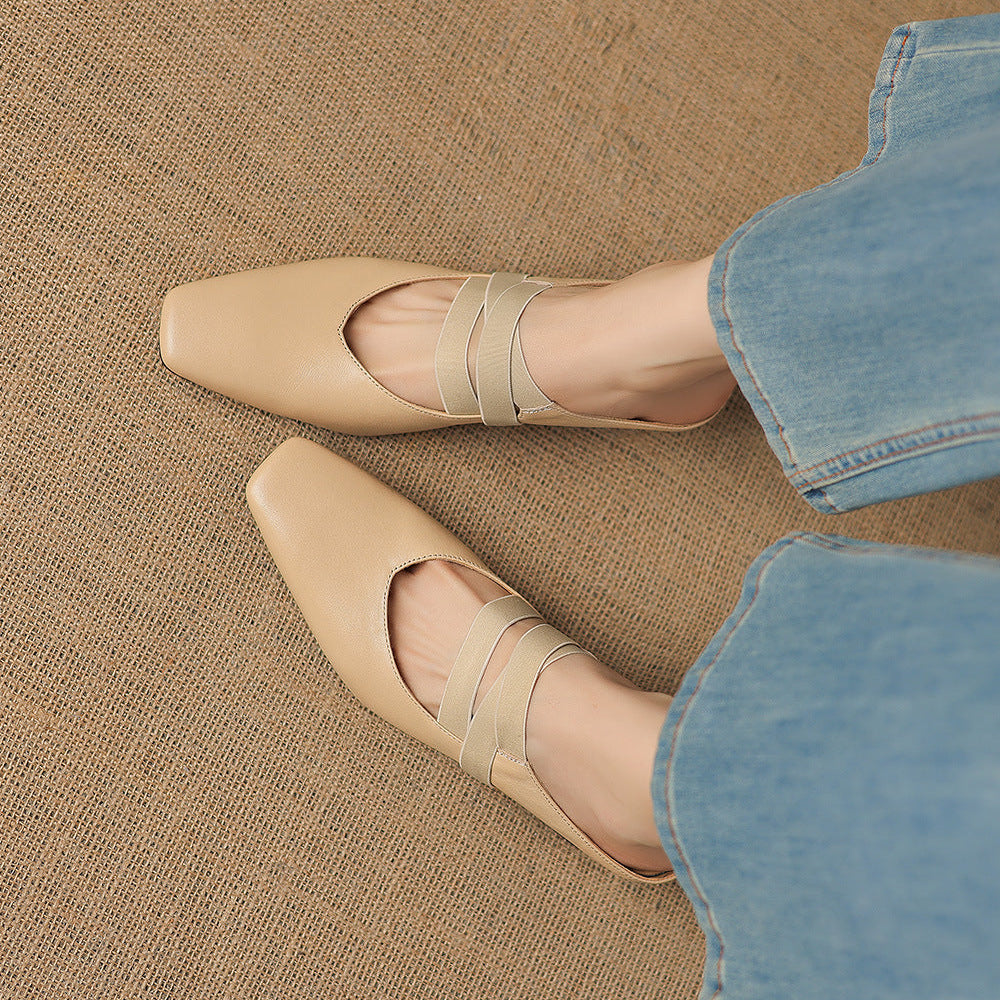 Ovela Genuine Leather Mules