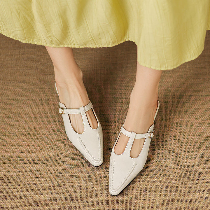Zyra T-Strap Leather Mules