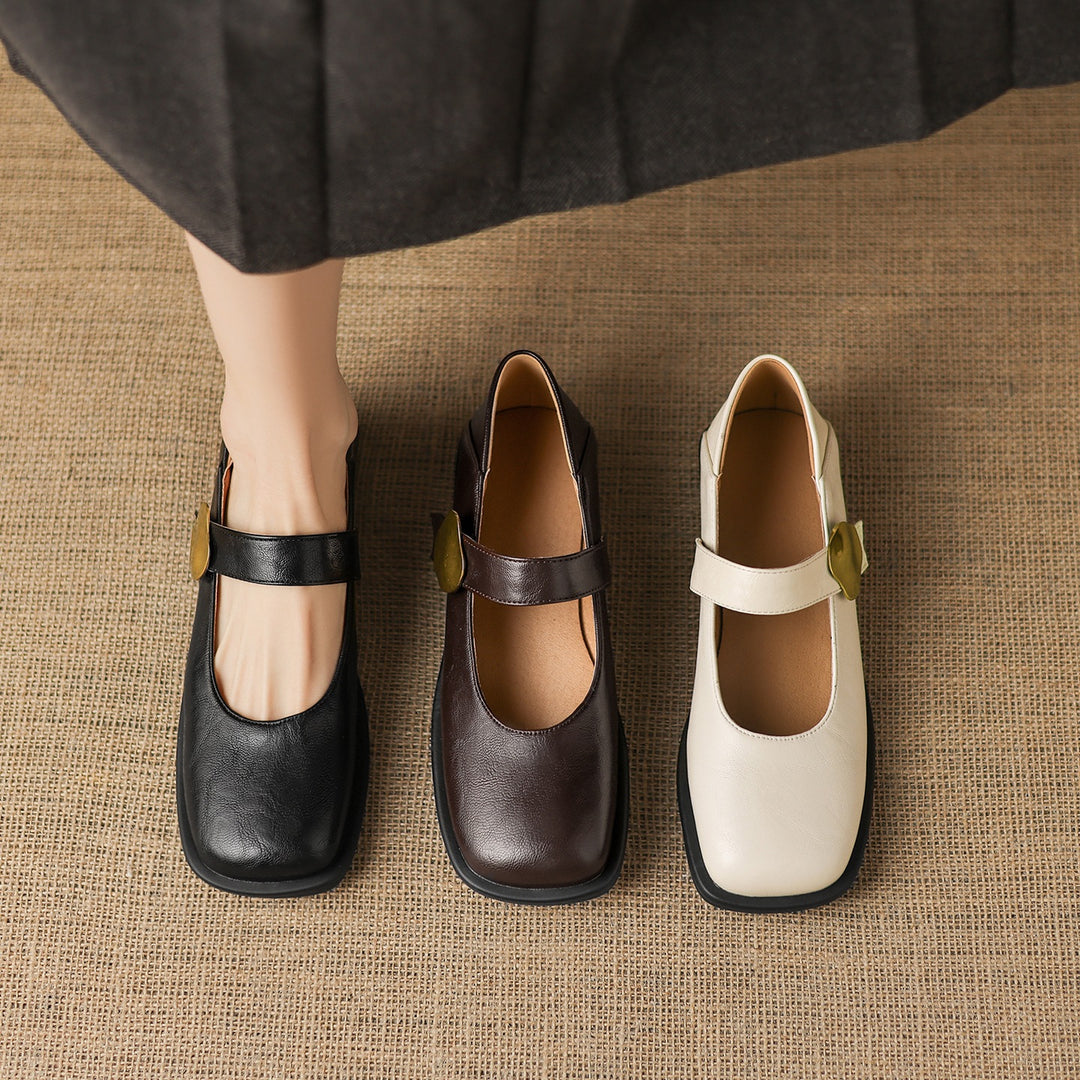Tiara Mary Jane Leather Flats