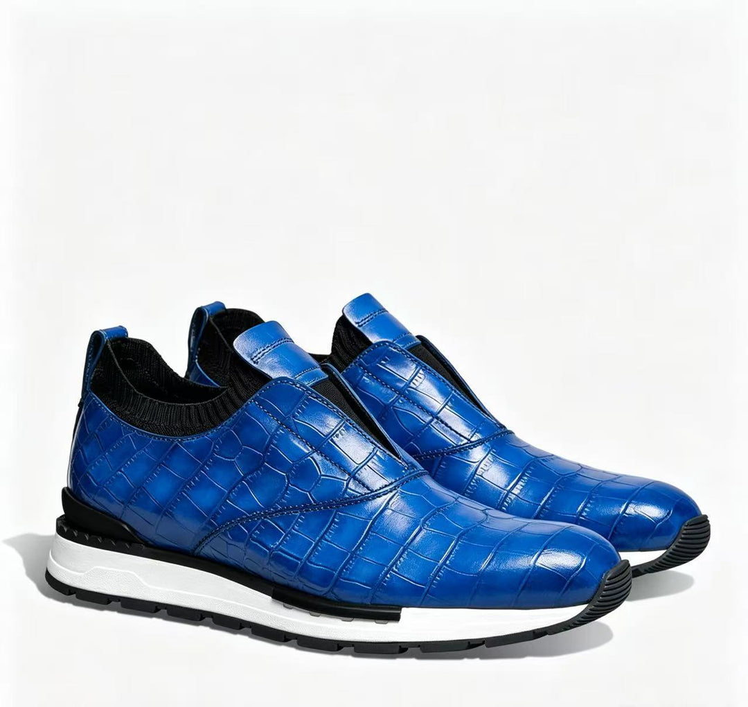 Zorel Cowhide Leather Croc Embossed Shoes