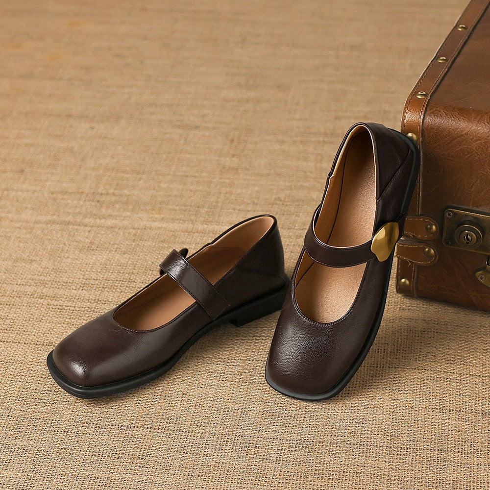 Tiara Mary Jane Leather Flats