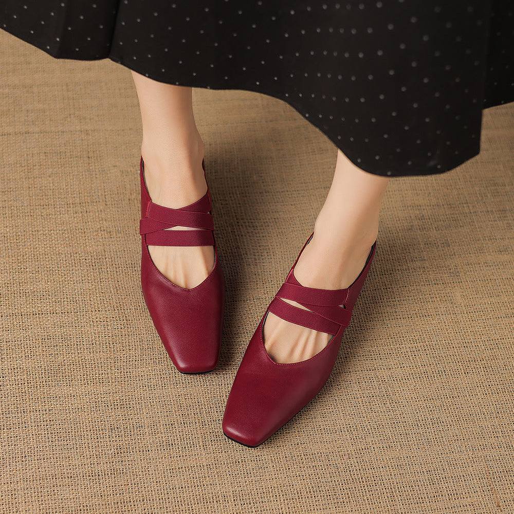 Ovela Genuine Leather Mules