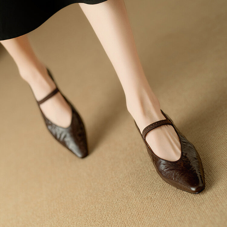 Faela Genuine Leather Mary Jane Pumps