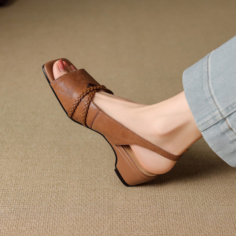 Orina Genuine Leather Slingback Heels