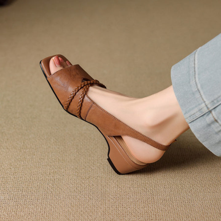 Orina Genuine Leather Slingback Heels