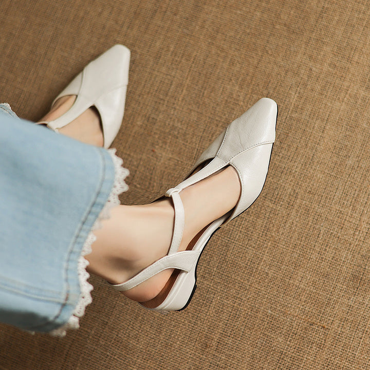 Lisse T-Strap Leather Heels