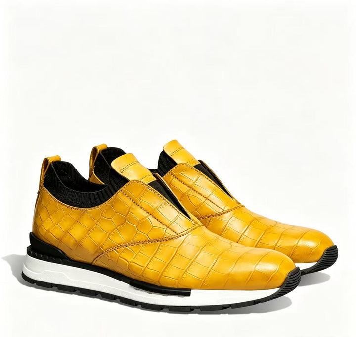 Zorel Cowhide Leather Croc Embossed Shoes