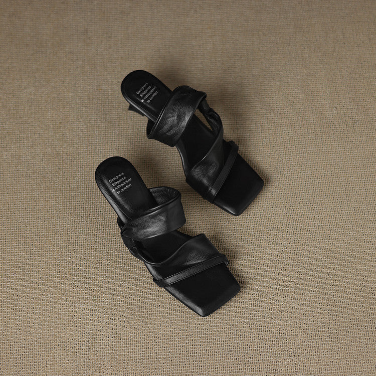 Evora Genuine Leather Crossover Strap Sandals