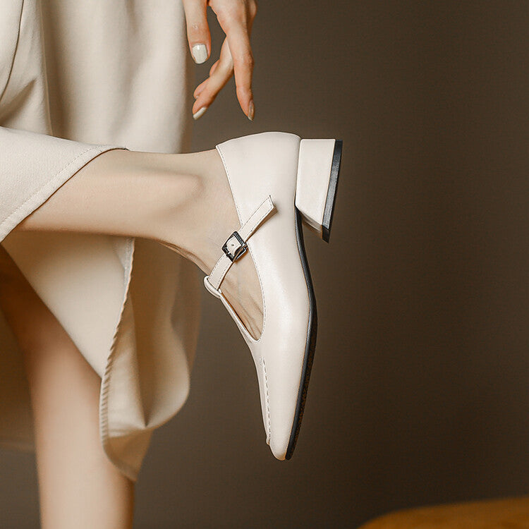 Emma Leather T-Strap Heel Pumps