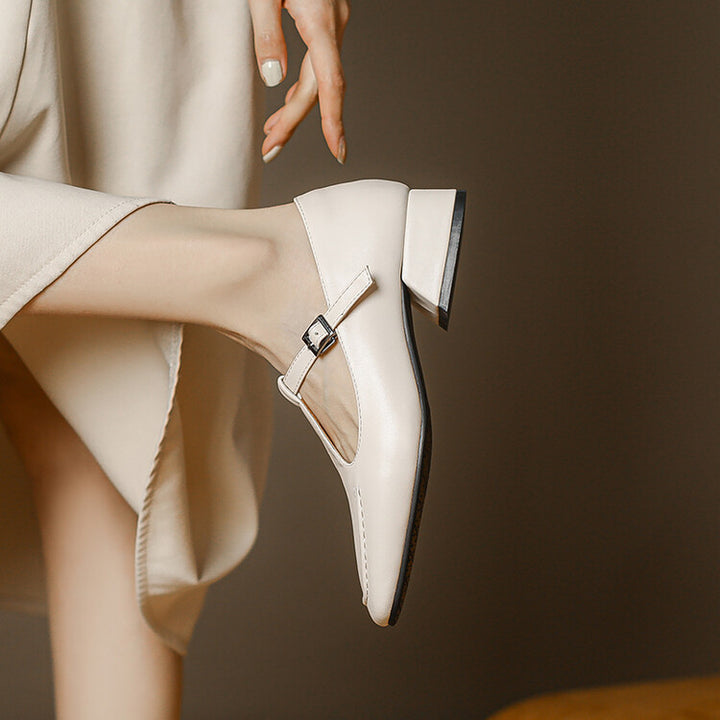 Emma Leather T-Strap Heel Pumps