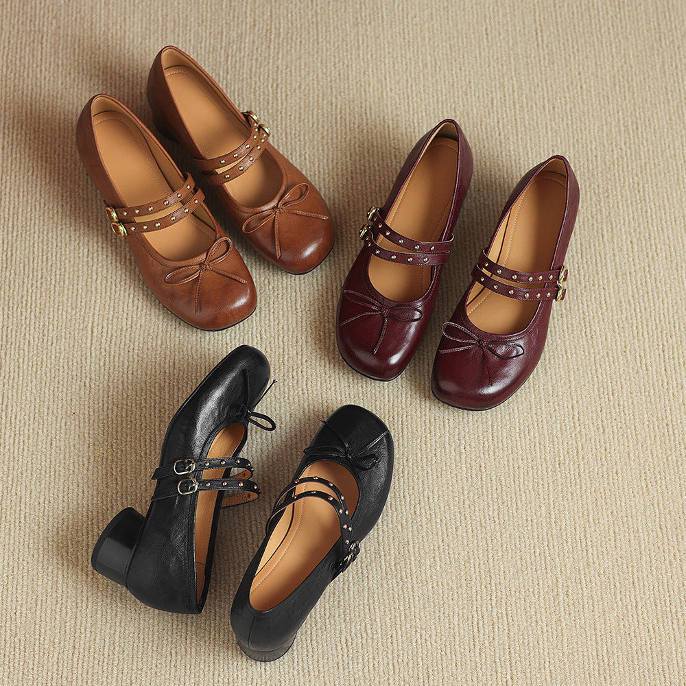 Gilda Genuine Leather Mary Jane Heels