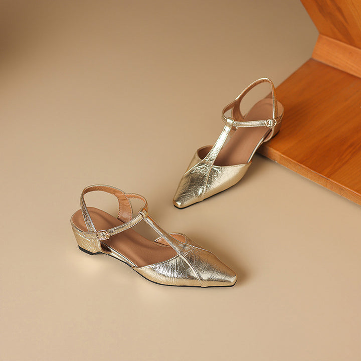 Lisse T-Strap Leather Heels