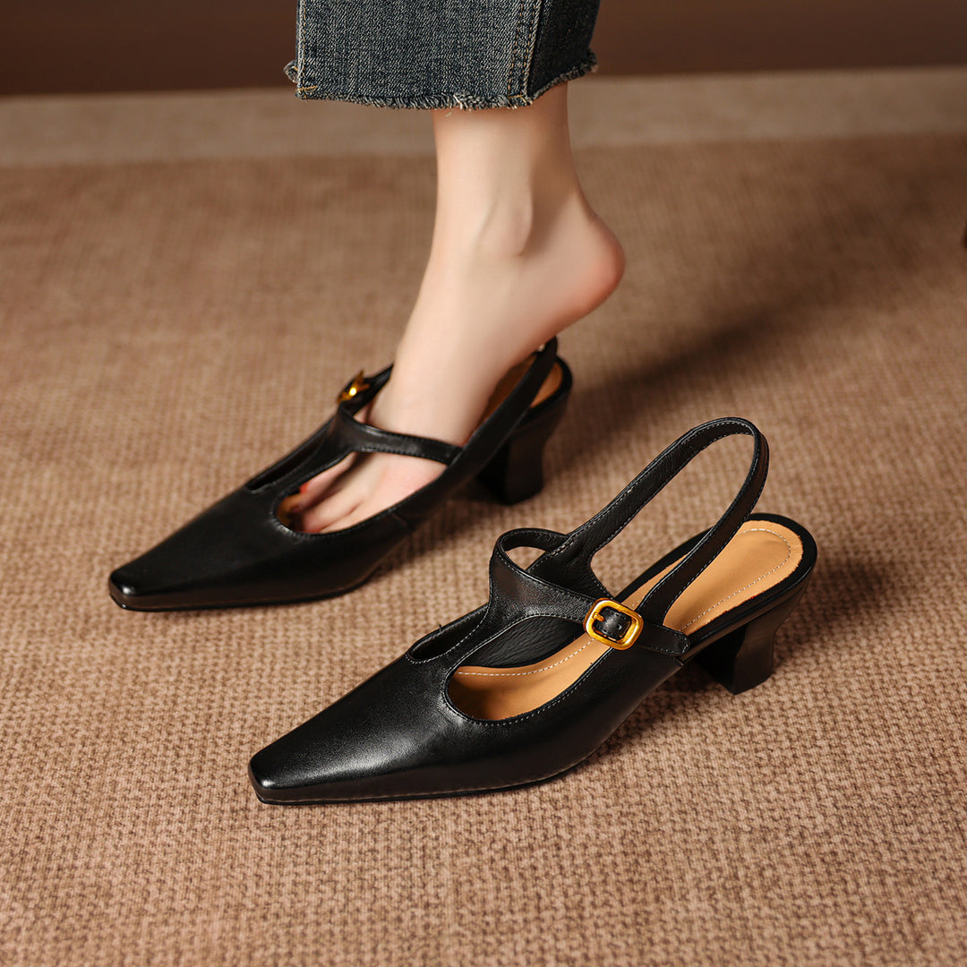 Vesta Genuine Leather T-Strap Heels