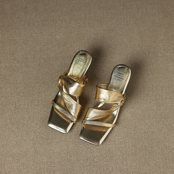 Evora Genuine Leather Crossover Strap Sandals
