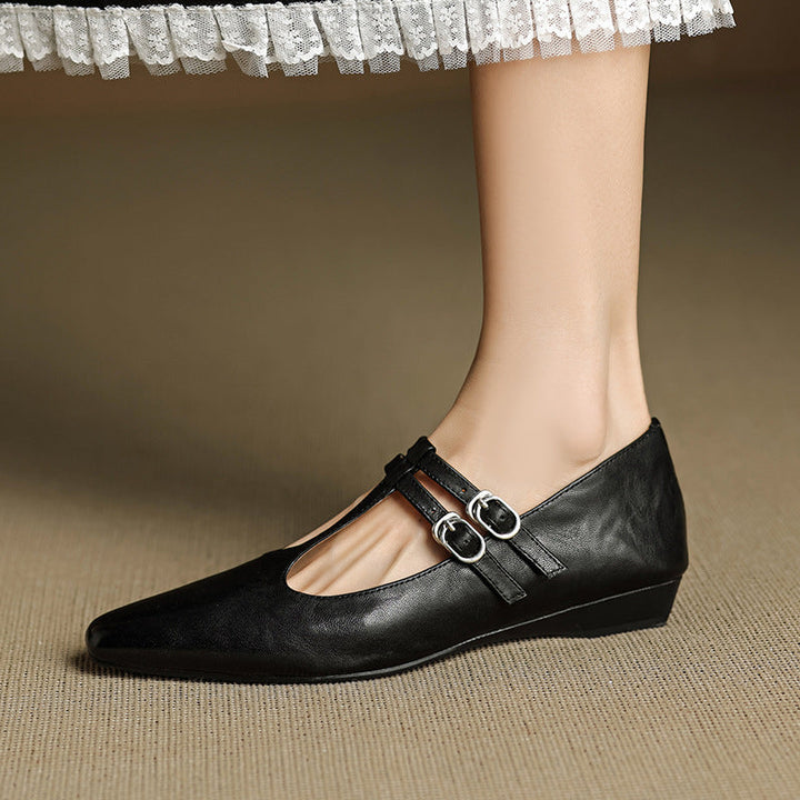 Orena Genuine Leather T-Strap Pumps